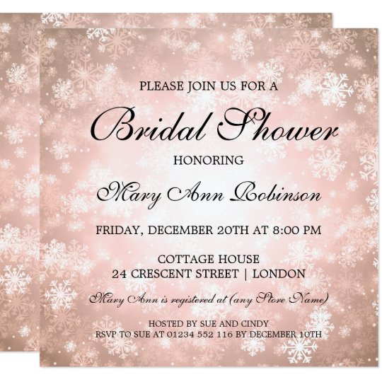 Elegant Bridal Shower Copper Winter Wonderland Card