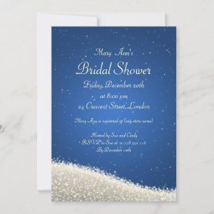 Elegant Bridal Shower Dazzling Sparkles Blue Invitation
