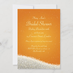 Elegant Bridal Shower Dazzling Sparkles Orange Invitation