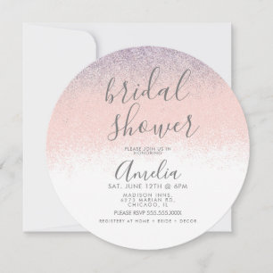 Elegant Bridal Shower Faux Ombré Glitter Pink  Invitation