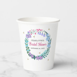 Elegant Bridal Shower Floral Wildflowers Garland Paper Cups