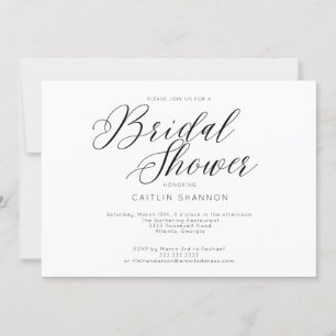 Elegant Bridal Shower Formal Black White Invitation