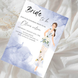 Elegant Bridal Shower- Girl Holding Flowers Party Invitation
