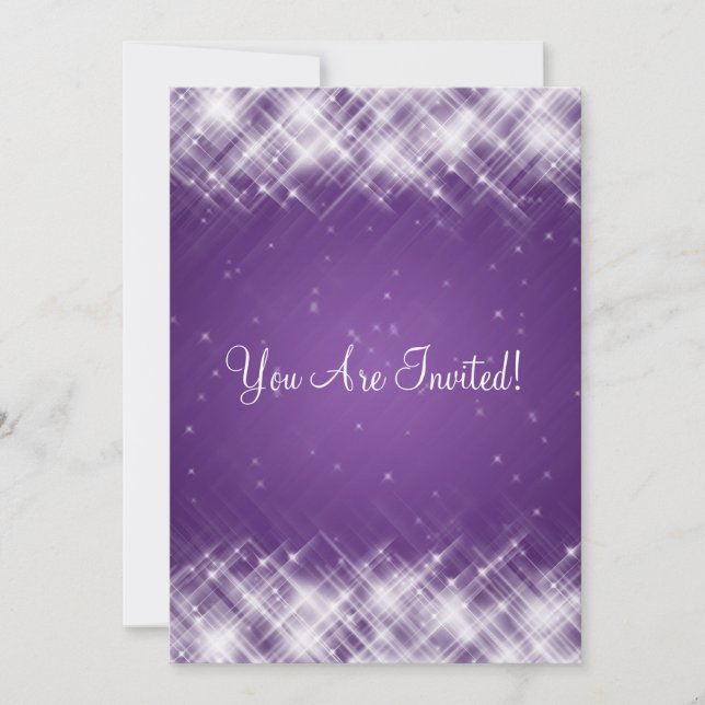 Elegant Bridal Shower Glamourous Sparks Purple Invitation (Front)