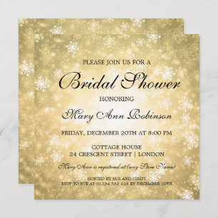 Elegant Bridal Shower Gold Winter Wonderland Invitation