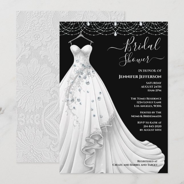 Elegant Bridal Shower Invitation (Front/Back)