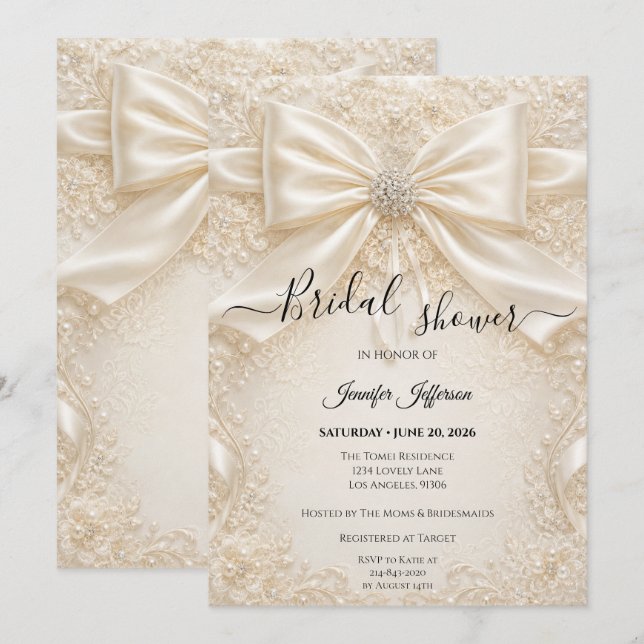 Elegant Bridal Shower Invitation (Front/Back)