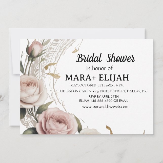 Elegant bridal  shower invitation (Front)