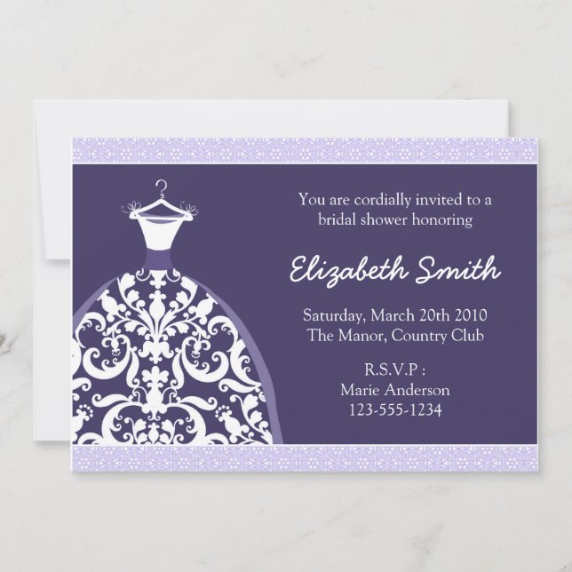 Elegant Bridal Shower Invitation (Purple) (Front)