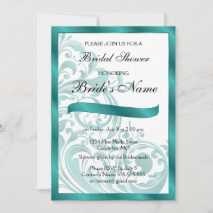 Elegant Bridal Shower Invitation - Teal