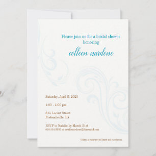 Elegant Bridal Shower Invite, Aqua Invitation