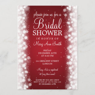Elegant Bridal Shower Magic Sparkle Red Invitation