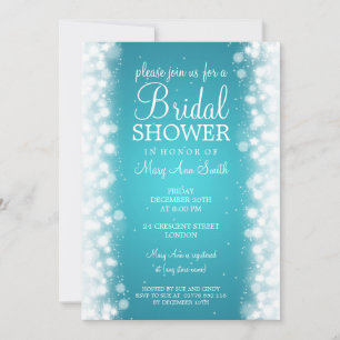 Elegant Bridal Shower Magic Sparkle Turquoise Invitation