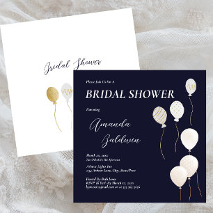 Elegant Bridal Shower Navy White Invitation