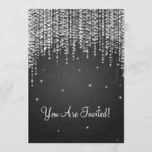Elegant Bridal Shower Night Dazzle Black Invitation
