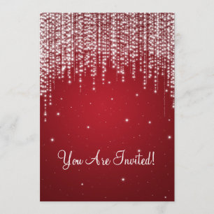 Elegant Bridal Shower Night Dazzle Red Invitation