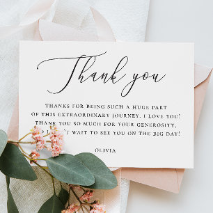 Elegant Bridal Shower Note   Minimalist Script Thank You Card