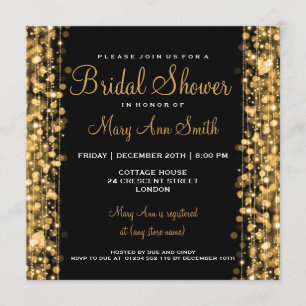 Elegant Bridal Shower Party Sparkles Gold Invitation