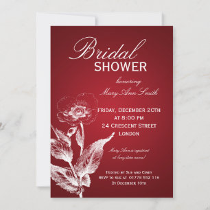Elegant Bridal Shower Poppy Red Invitation