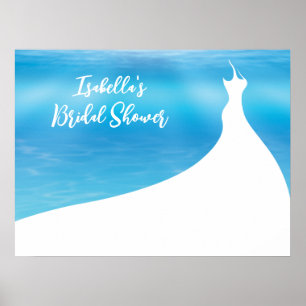 Elegant Bridal Shower Poster blue watercolor