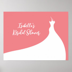 Elegant Bridal Shower Poster coral
