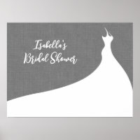 Elegant Bridal Shower Poster grey linen