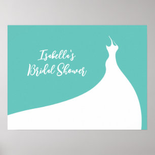 Elegant Bridal Shower Poster turquoise