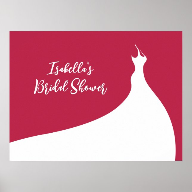 Elegant Bridal Shower Poster viva magenta (Front)