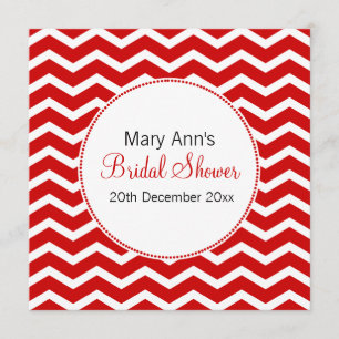 Elegant Bridal Shower Red Chevron Pattern Invitation