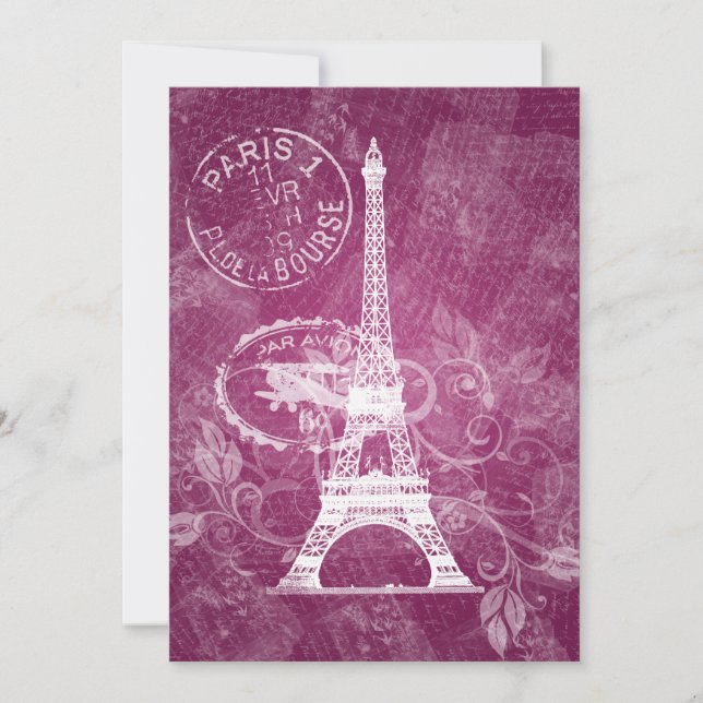 Elegant Bridal Shower Romantic Paris Pink Invitation (Front)