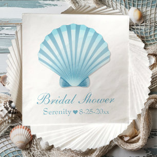 Elegant Bridal Shower Seashell Blue Nautical Beach Napkin