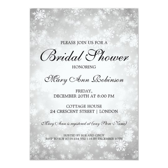 Elegant Bridal Shower Silver Winter Wonderland Card