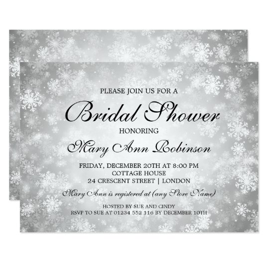 Elegant Bridal Shower Silver Winter Wonderland Card