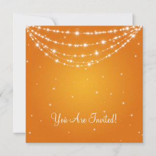 Elegant Bridal Shower Sparkling Chain Orange Invitation