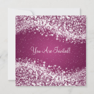 Elegant Bridal Shower Sparkling Wave Plum Invitation