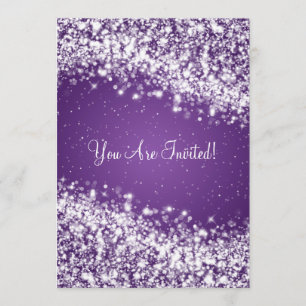 Elegant Bridal Shower Sparkling Wave Purple Invitation