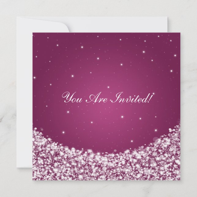 Elegant Bridal Shower Star Sparkle Berry Pink Invitation (Front)