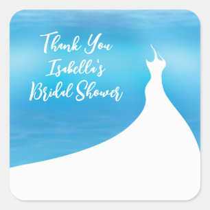 Elegant Bridal Shower Sticker blue watercolor