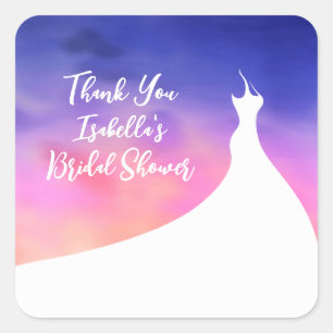 Elegant Bridal Shower Sticker purple watercolor
