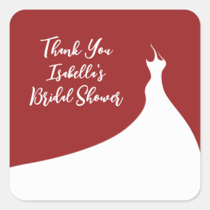 Elegant Bridal Shower Sticker red