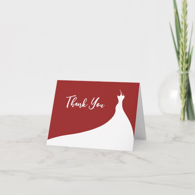 Elegant Bridal Shower Thank You red Card (Front)