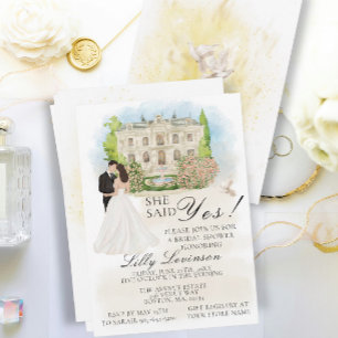 Elegant Bridal Shower Venue flowers She Said Yes! Invitation