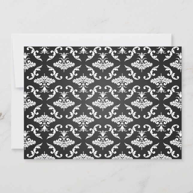 Elegant Bridal Shower Vintage Damask Black Invitation (Front)