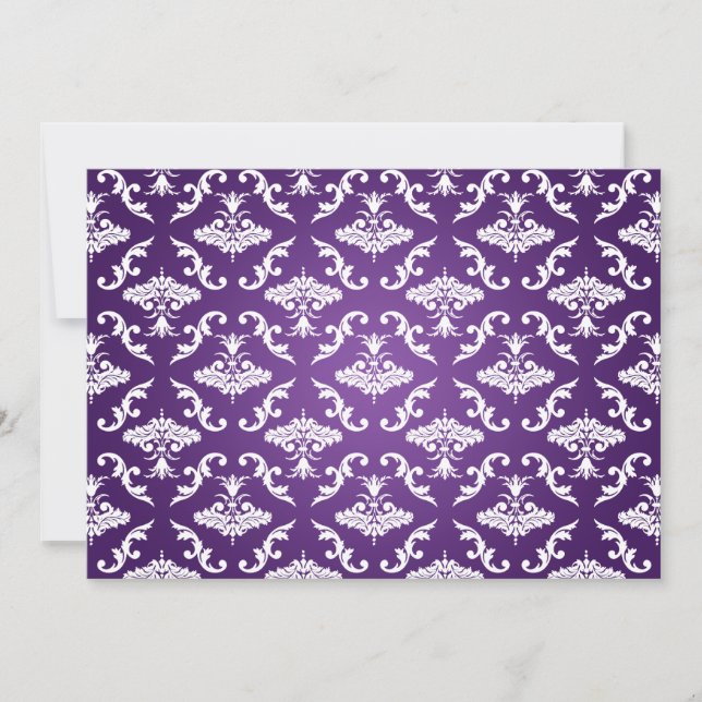 Elegant Bridal Shower Vintage Damask Purple Invitation (Front)