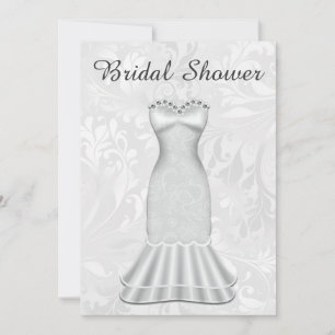 Elegant Bridal Shower Wedding Gown Invitation
