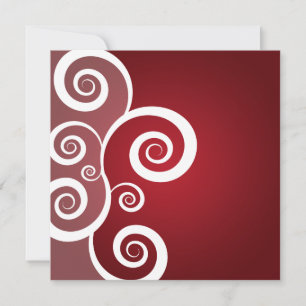 Elegant Bridal Shower White Swirls Red Invitation