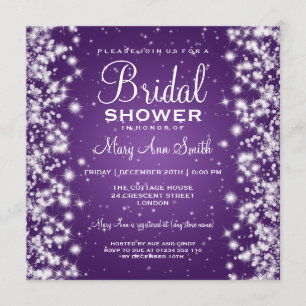 Elegant Bridal Shower Winter Sparkle Purple Invitation