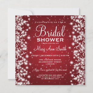 Elegant Bridal Shower Winter Sparkle Red Invitation