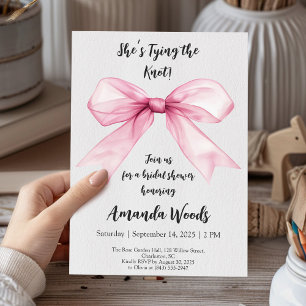 Elegant Bridal Shower with pink Bow Invitation