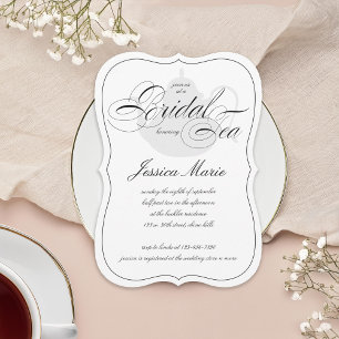 Elegant Bridal Tea Party in Black & White Invitation
